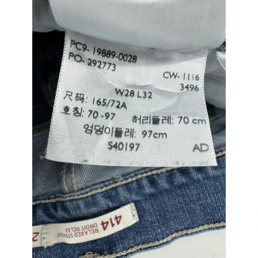 Levi's 414 Women's High Rise Cut Off Blue Denim Shorts Relaxed Straight Size 28W